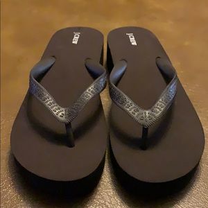 J.Crew wedge brown flip flops in size 9